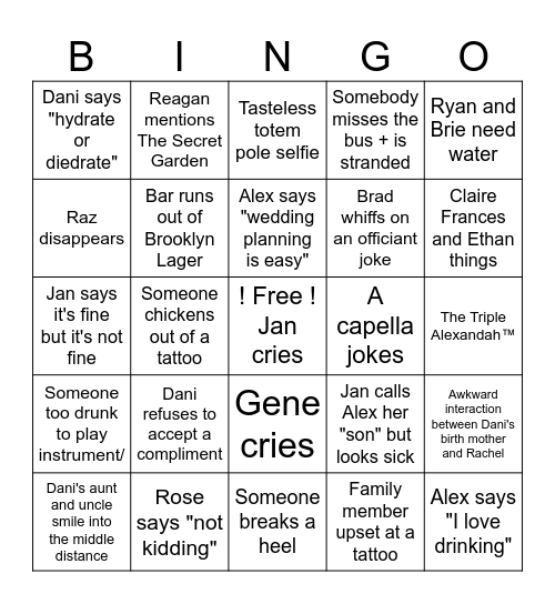 #Josetti Bingo Card