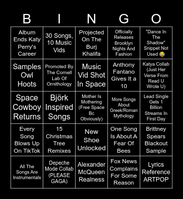 LG7 Predictions Bingo Card