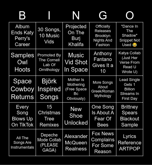 LG7 Predictions Bingo Card