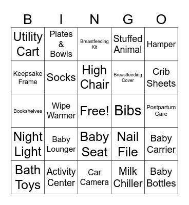 Amanda's Baby Shower Bingo Card