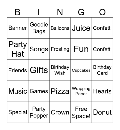 Birthday Bingo! Bingo Card