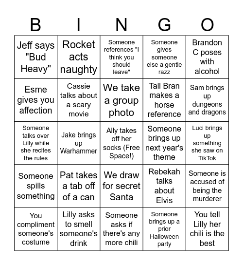 Friendship BINGO Card