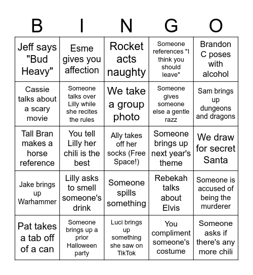 Friendship BINGO Card