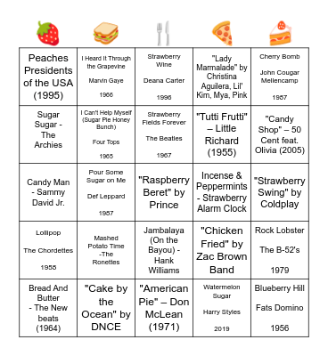 FOOD IN THE TITLE Bingo Card
