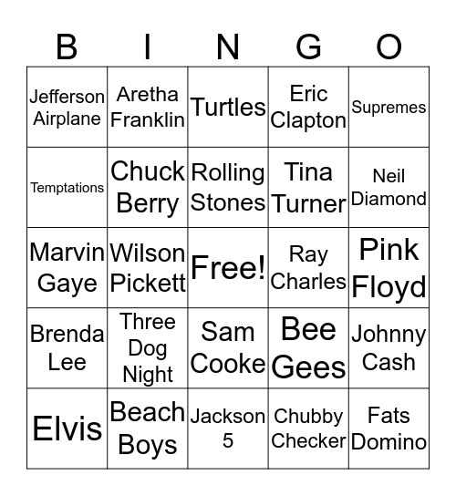 60's Bingo Card