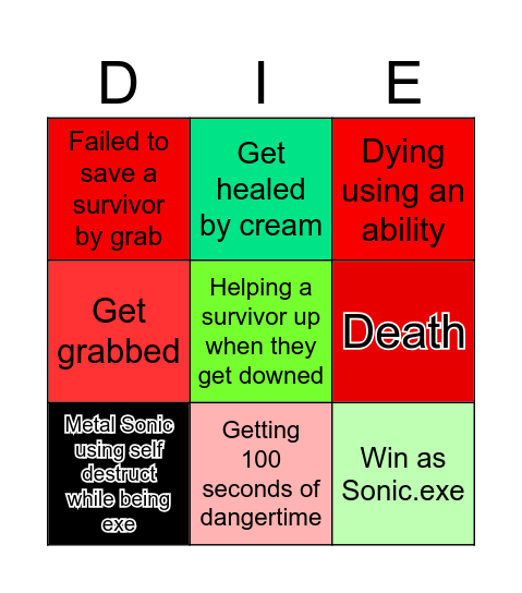 Sonic.exe the Disaster bingo Card