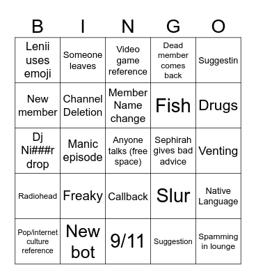 Server bingo Card