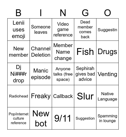 Server bingo Card