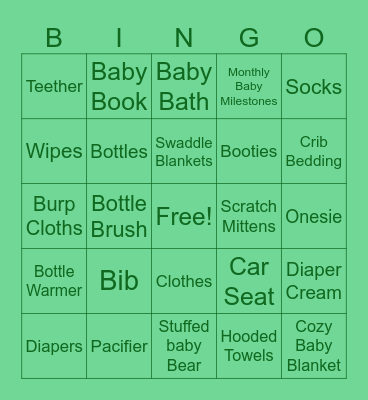 Baby Shower BINGO Card