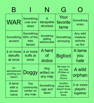 Ark Bingo Card
