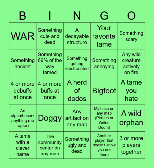 Ark Bingo Card