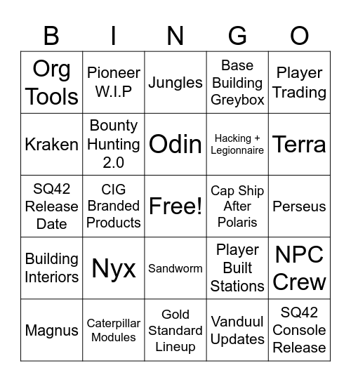 Citizen Con 2954 Bingo Card