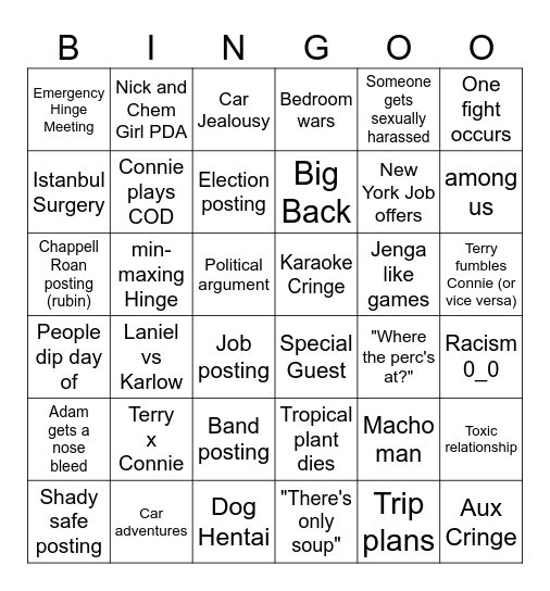 Karloween Party Bingo Card