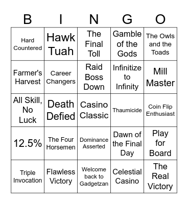 Casino Mage Bingo 1.0 Bingo Card