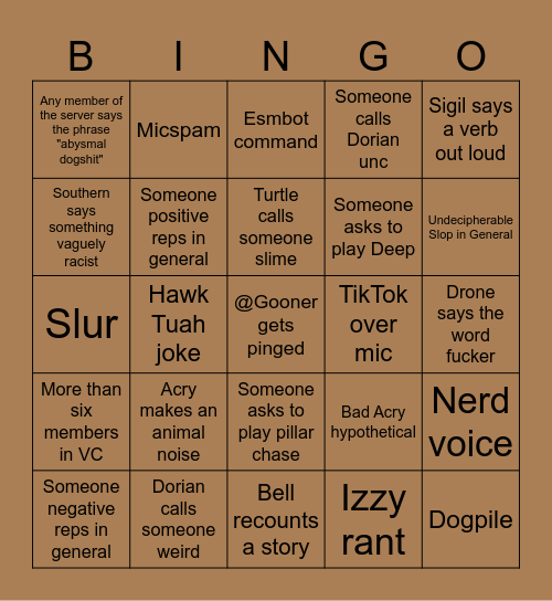 Zaloon Bingo Card