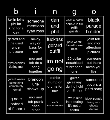 no but seriously imagine it Bingo Card
