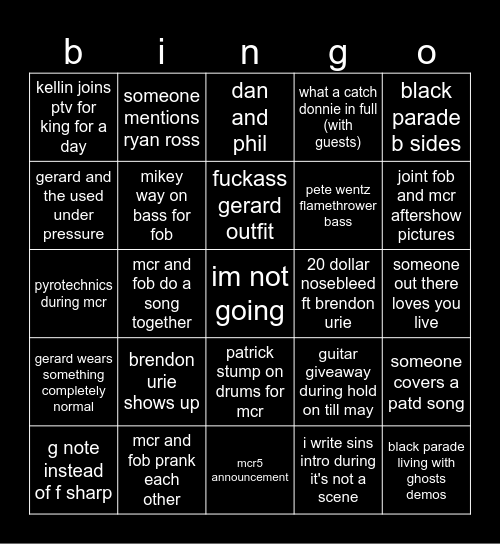 no but seriously imagine it Bingo Card