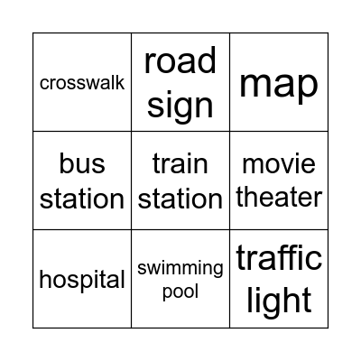 Downtown Vocabulary Bingo Card