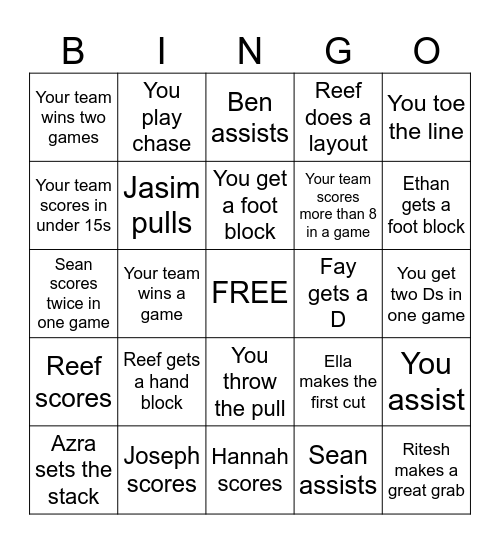 Beginners Bingo Card