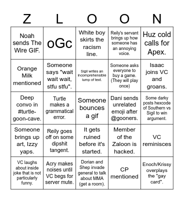 Zaloon Bingo Card