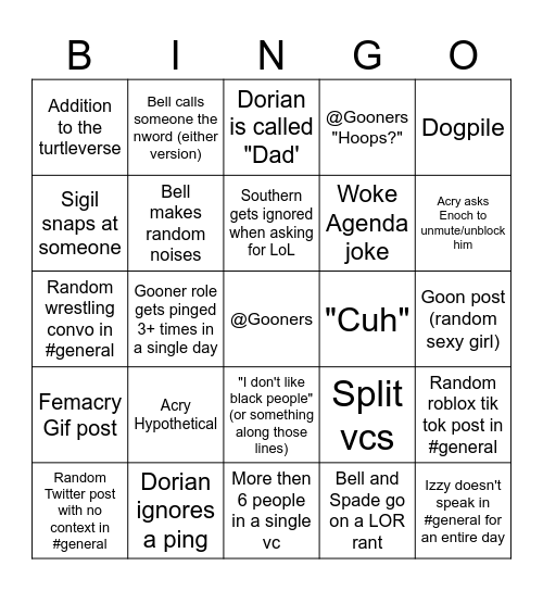 Zloon Bingo Card