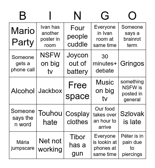 Ivan hangout Bingo Card