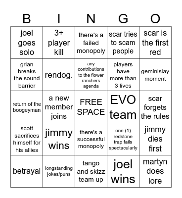 THE LIFE SERIES | S6 ~ Wild Life Bingo Card