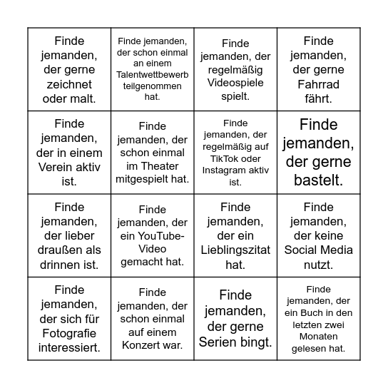 BU Bingo Card