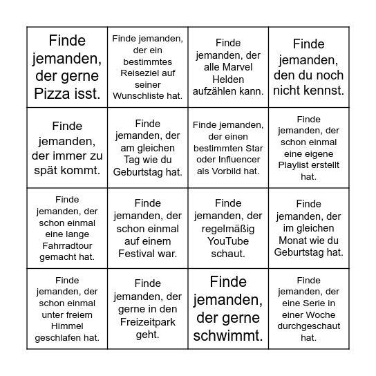 BU Bingo Card