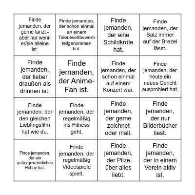 BU Bingo Card