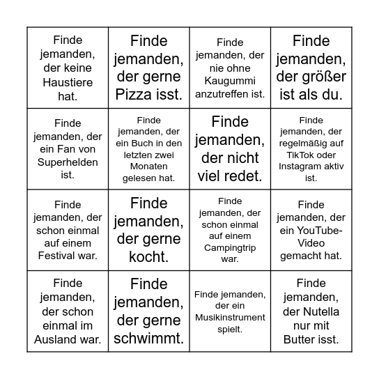 BU Bingo Card