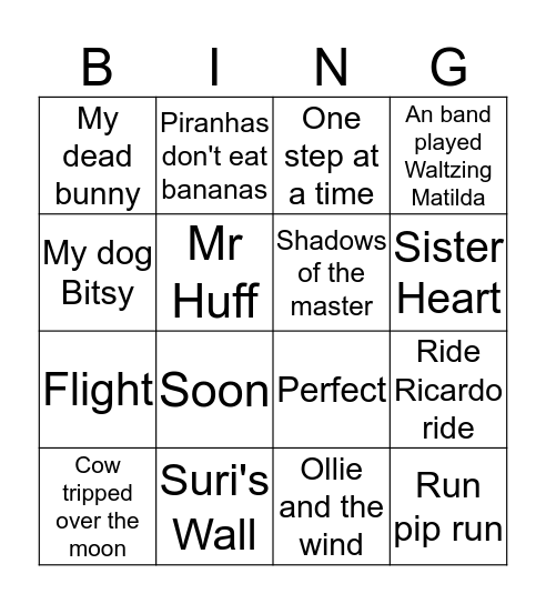 Book Week Bingo Card