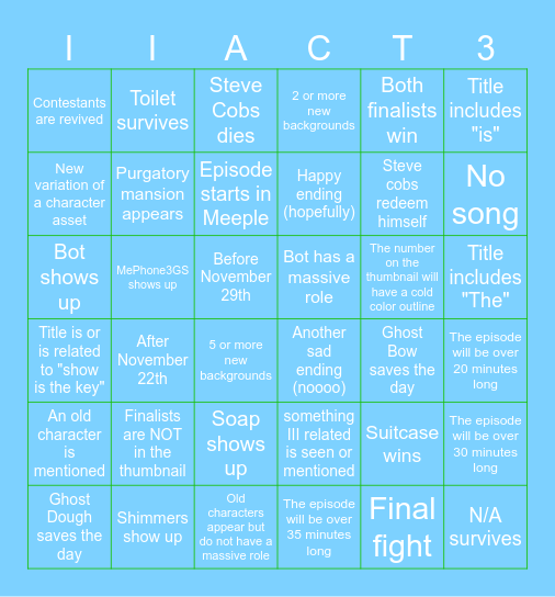 Act 3 Bingo Card