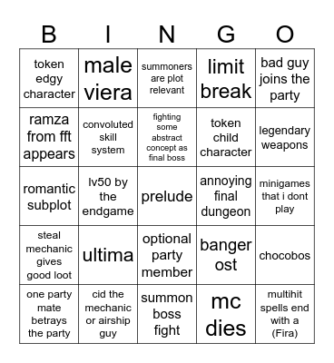 ff12 Bingo Card