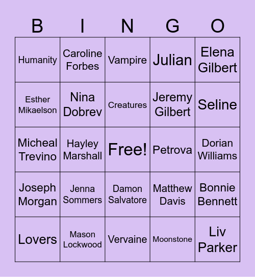 WHINTERS Bingo Card
