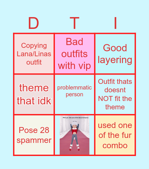 DRESS TO IMPRESS BINGO CARD Bingo Card