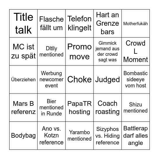 FoB Fall out 4 Bingo Card