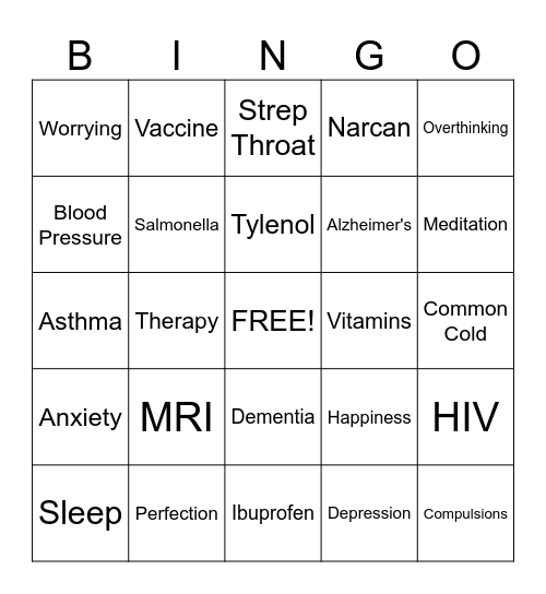 OCD BINGO Card