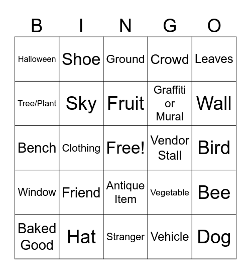 Public Market Bingo Card