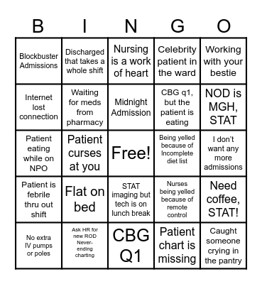 NURSE Bingo Card