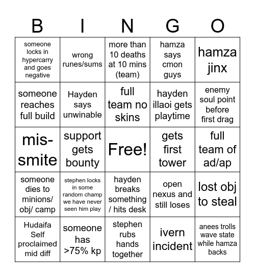 clash 2024 Bingo Card