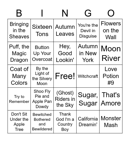 Autumn Bingo Card