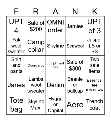 FAO Bingo! Bingo Card