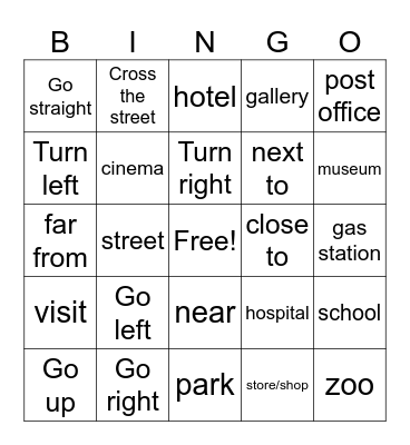 Directions Bingo Card