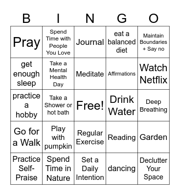 Holistic Wellness BINGO Card