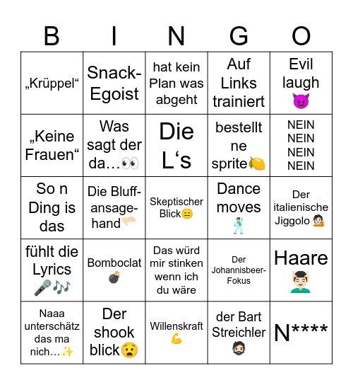 Lukas Bingo 2.0 Bingo Card