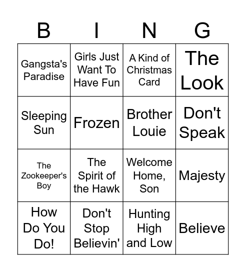 40 and FAB Bingo Card