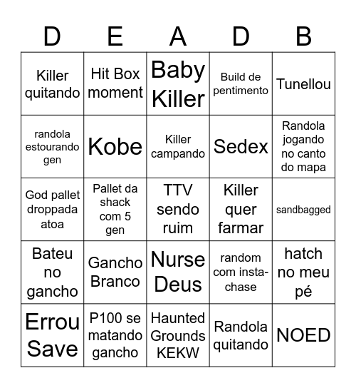 Dead By Bingo Card