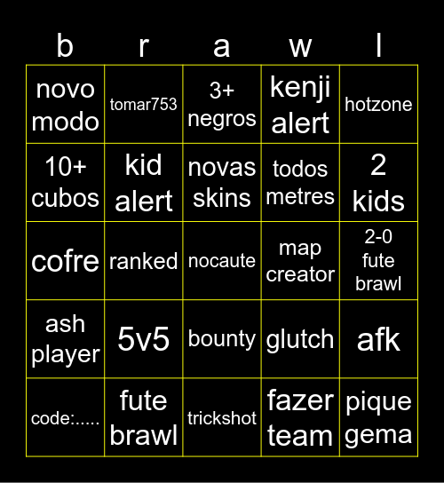 brawl tv bingo Card