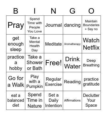 Holistic Wellness BINGO Card